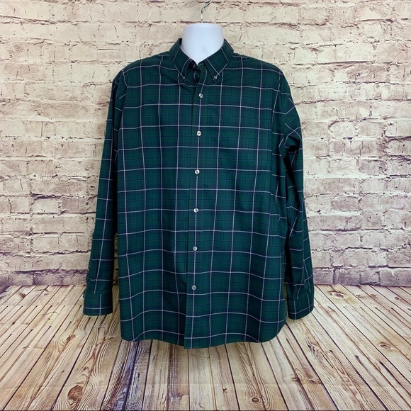 L.L. Bean Green Check Traditional Fit Button Front Long Sleeve Shirt - Picture 1 of 8